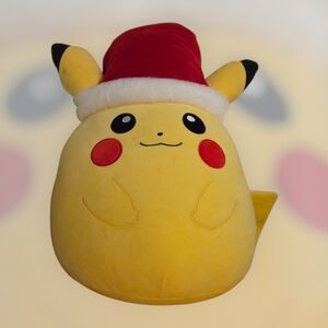 Yellow Pikachu Plush with Santa Hat
